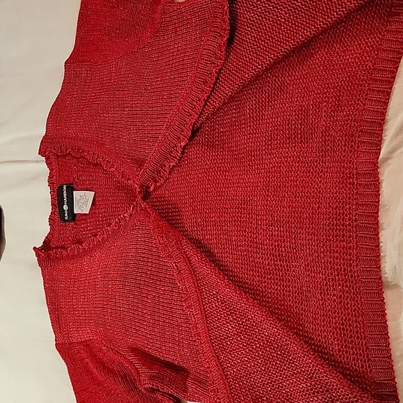 Sag Harbour Open Knit Red Net Sweater sz  L - Picture 5 of 7